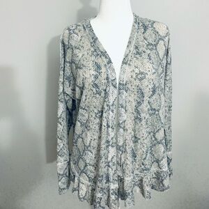 Maurices Blue and Gray Snake Print Cardigan XL